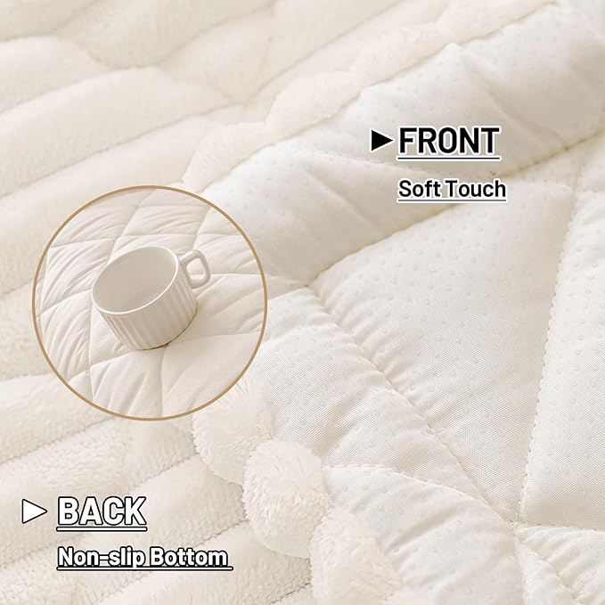 Smiry Pet Couch Cover for Dogs Washable, Non-Slip Fuzzy Couch Covers for 3 Cushion Sofa Pet Friendly, Soft Thick Furniture Protector Sofa Slipcover Mat for Dogs (White, 27.6" x 27.6")
