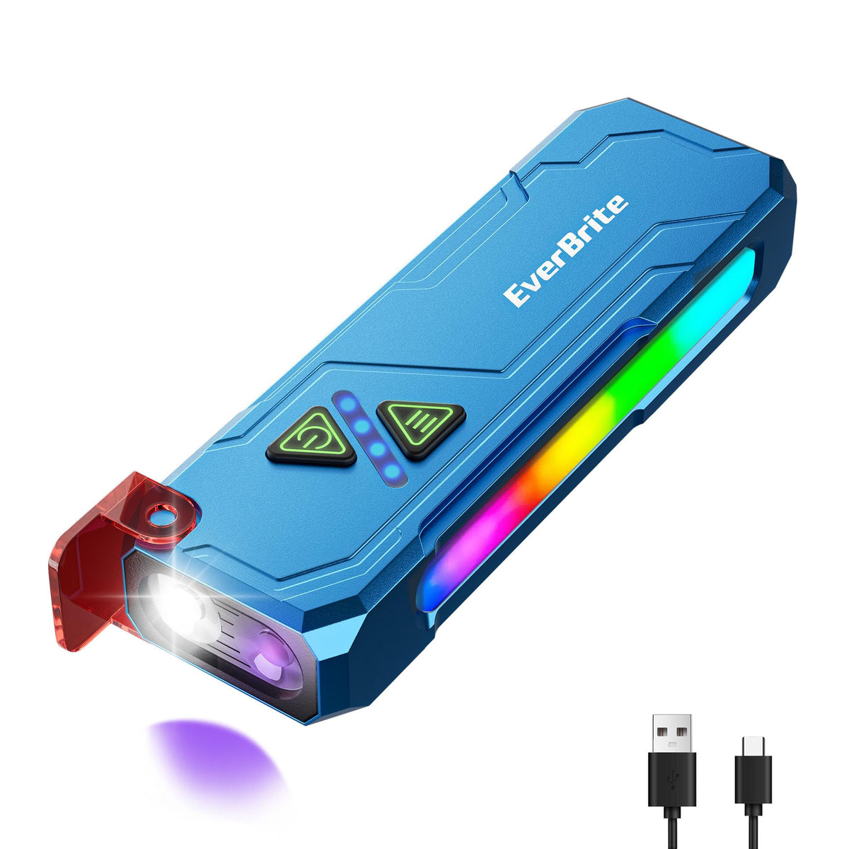 EverBrite Flat Rechargeable EDC Flashlight with RGB/UV Light - Image 1