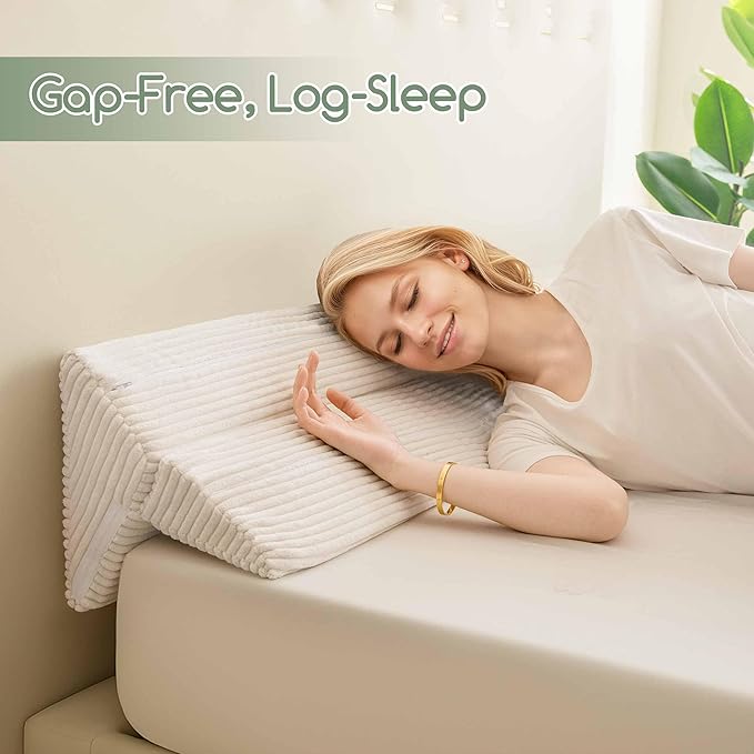 HIGOGOGO King Size Wedge Pillow for Headboard Gap - Multi Functional Mattress Wedge Bed Gap Filler Close The Gap (0-7") Between Your Mattress and Headboard or Wall (Beige 76"x11"x9")