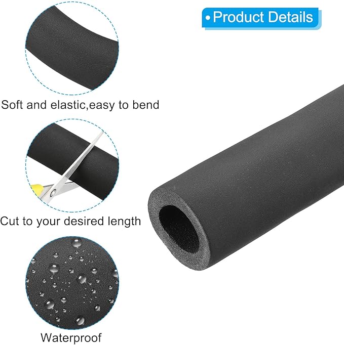 PATIKIL 70.9" L x 2.5" ID x 0.8" T Pipe Insulation Foam Tube, Water Pipe Insulation Tubing Heat Preservation for Plumbing Water AC Pipe Sprinkler Spigot, Black
