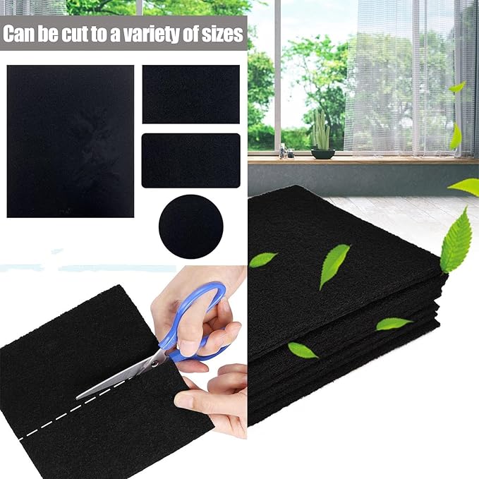 48 x 16 Inch Cut-to-Fit Activated Carbon Fabric Filter Sheet Charcoal Air Vent Filters Pad Black Range Hood Hepa AC Replacement Fabric Filter Sheet (1PCS, 48 x 16 x 0.125IN)