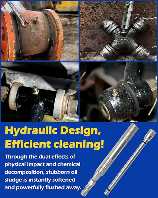 Grease Fitting Cleaning Tool Zerk Cleaner Hammer Tool Flushing Old Dried from Shafts, Bushings, Joints, Pins