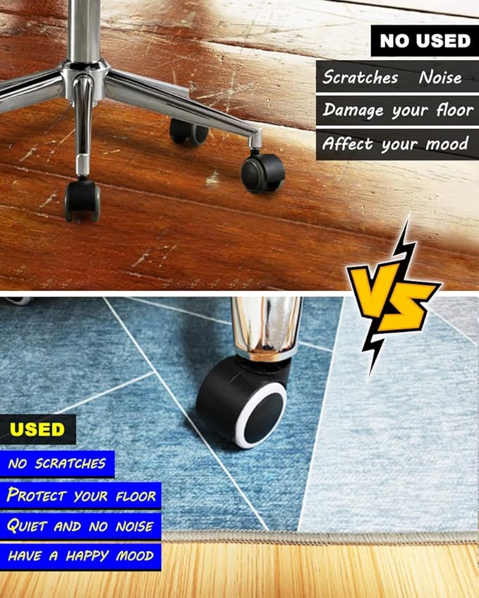 Chair Mat for Hardwood Floor,36"*48" Highly Premium Quality Desk Chair Mat - 2.15lbs Anti-Slip Chair Rug Mat for Low-Pile Carpet Office Home Laminate Floor Blue Grey