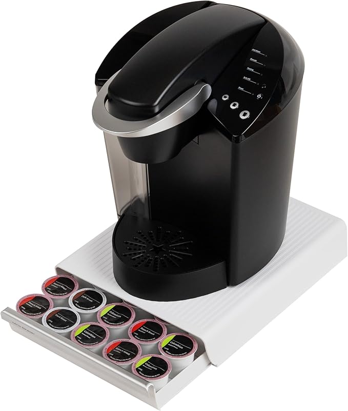 Mind Reader Single Serve Coffee Pod Drawer, 30 Pod Capacity, Countertop Organizer, 10.5"L x 12.75"W x 2.5"H, White