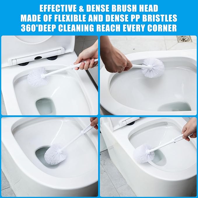 Roshtia 12 Pcs Toilet Brush Cleaner Toilet Bowl Brushes Bulk Commercial White Bathroom Scrubber with Plastic Handles Restroom Cleaning Scrub for Bathroom Industrial Cleaning Supplies 13.7 Inch