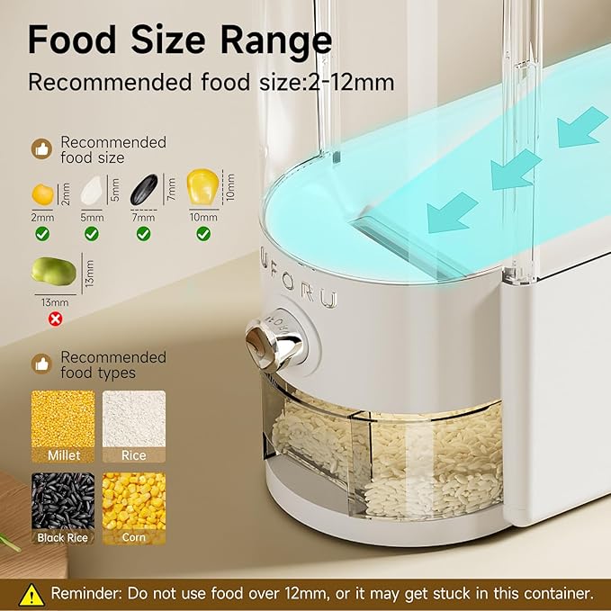 Rice Dispenser 10 lbs | Large Rice Storage Container for Kitchen&Pantry - Space-saving, Moisture & Pest-proof, BPA-Free - Dry Food Dispenser with One-Touch Dispenser & Measuring Cup for Families