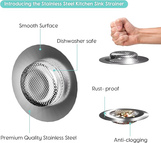 2Pack Sink Protector Grid 13.7''x11.6''x1'', Stainless Steel Sink Protectors for Kitchen Sink with Center Drain Hole, Anti-rust Metal Sink Bottom Grid With 2Pack Sink Strainers