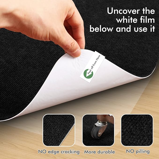 Recliner Pads for Hardwood Floors, Non Slip Recliner Grippers, Furniture Pads Floor Mats for Carpet, Anti Slide Office Chair Mat for Floor Protector, 35"x35" (1 Pack-Black