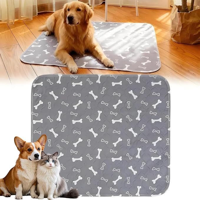 Puppy Pads with pheromones, Reusable Puppy Pads for Dogs & Cats, Washable, Durable Leak-Proof & Anti-Slip Pet Training Pads for Home & Travel (Grey, L: 31.5" × 27.6")
