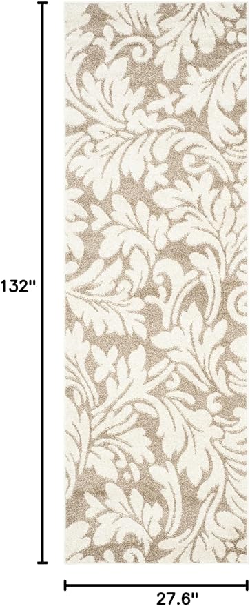 SAFAVIEH Amherst Collection Runner Rug - 2'3" x 11', Wheat & Beige, Floral Design, Non-Shedding & Easy Care, Ideal for High Traffic Areas in Living Room, Bedroom (AMT425S)