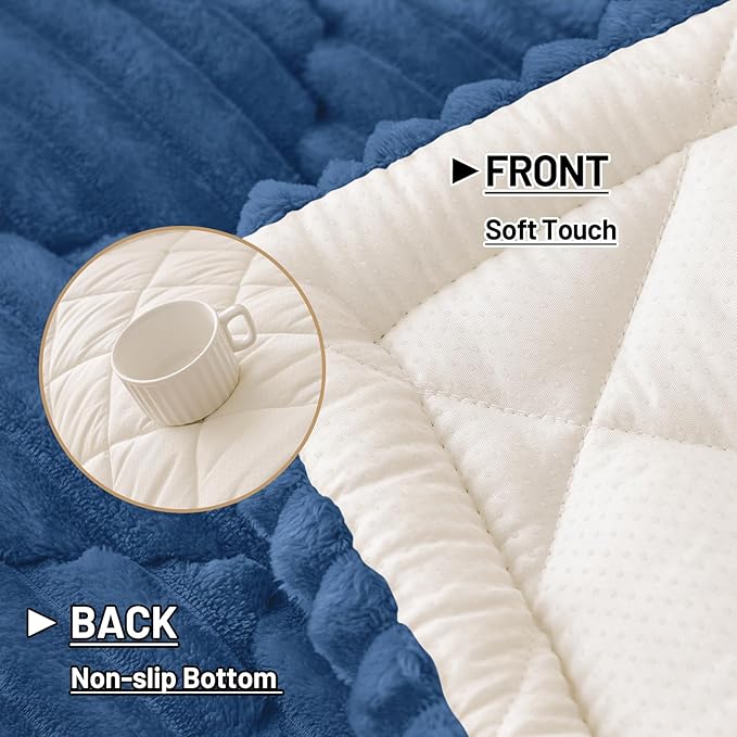 Smiry Pet Couch Cover for Dogs Washable, Non-Slip Fuzzy Couch Covers for 3 Cushion Sofa Pet Friendly, Soft Thick Furniture Protector Sofa Slipcover Mat for Dogs (Navy, 27.6" x 82.7")