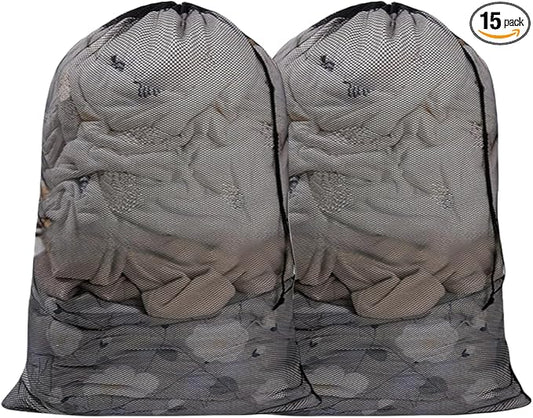 2 Pack 23x34 Inch Mesh Laundry Bags with Drawstring Closure | Large Mesh Wash Bag for Storage,Dorm,Travel,Family Use (Black)