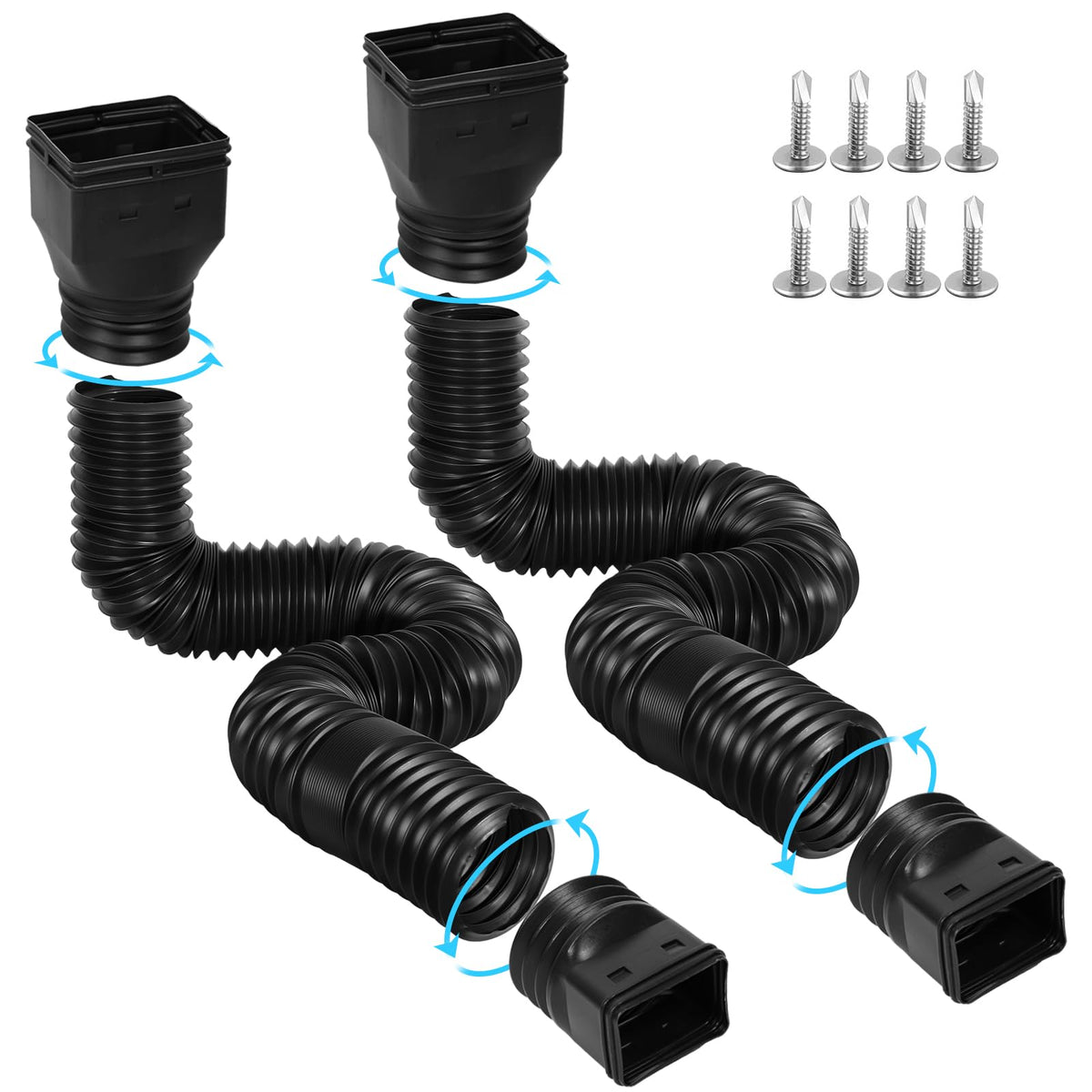 Gutterlix 2 Pack Flexible Gutter Downspout Extensions Extendable - Image 1