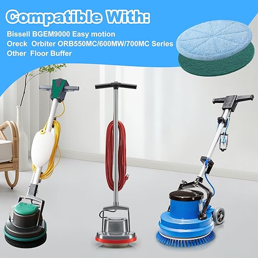 12" Microfiber Carpet Bonnet 437053, Mopping and Buffing Pad, Compatible with BGEM9000, ORB550MC Floor Machines, and Oreck Orbiter Pads 437.053BG