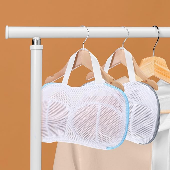 2 Pack Bra Bags for Laundry, Reusable Bra Washer Protector, Bag Underwear Brassiere Washing Net Bags with Zipper for Washing Machine Bras Organizer, A to C cup
