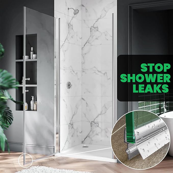 Bathroom Shower Door Seal Strip, 2PCS 36 Inch Shower Door Bottom Seal Strips, PVC Transparent Shower Door Seal Strip for 1/2"(12MM) Frameless Shower Door