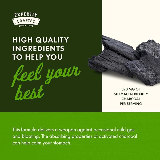Swanson Activated Charcoal - Natural Supplement Supporting Healthy Absorption - Helps w/Bloating & Maintaining Bowel Regularity - (120 Capsules, 520mg per Serving) 2 Pack