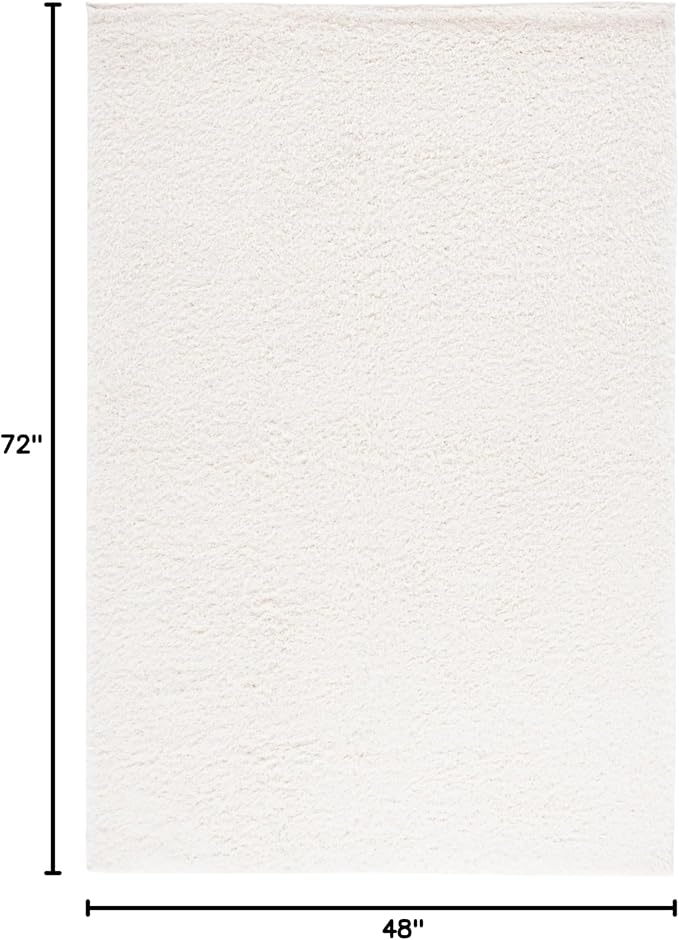SAFAVIEH Lindsay Shag Collection Area Rug - 4' x 6', Ivory, Solid Design, Plush 1.8-inch Thick, Ideal for High Traffic Areas in Living Room, Bedroom, Dining Room (LNS560A-4)