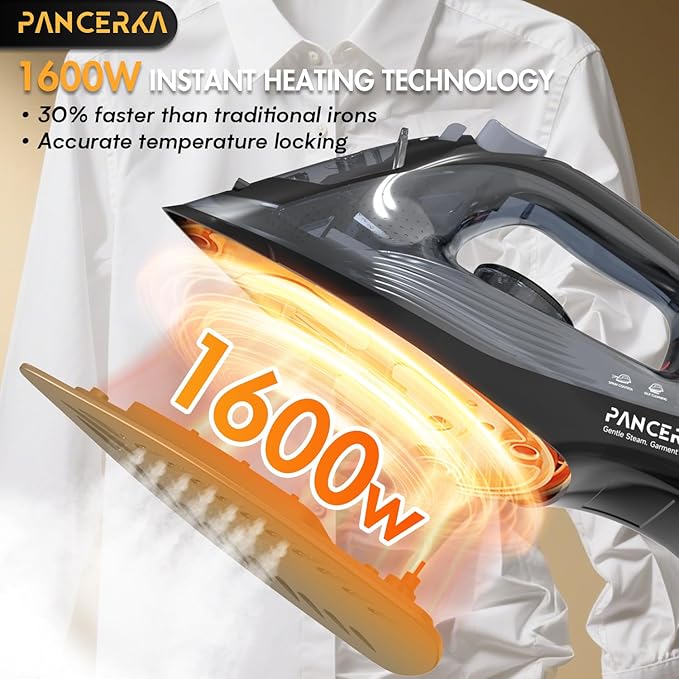 1600W Steam iron, Adjustable Thermostat Control steam iron, non-stick soleplate, Overheat Safety Protection & Variable Steam Control, suitable for ironing clothes on all fabrics