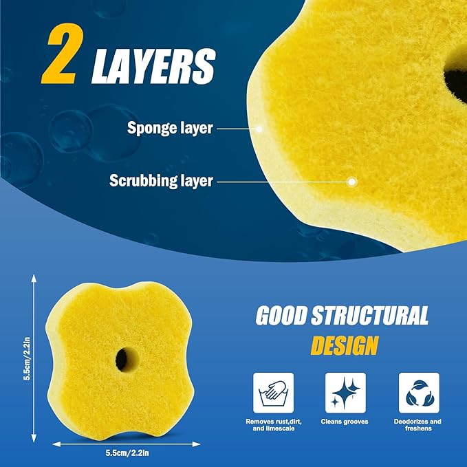 50PCS Toilet Bowl Wand Refills, Replacement Heads for Bathroom Washroom Cleaning Pads, Disposable Toilet Brush Refills Compatible with Household Brushes Scrubbers Cleaning Refill Lemon Fresh Yellow
