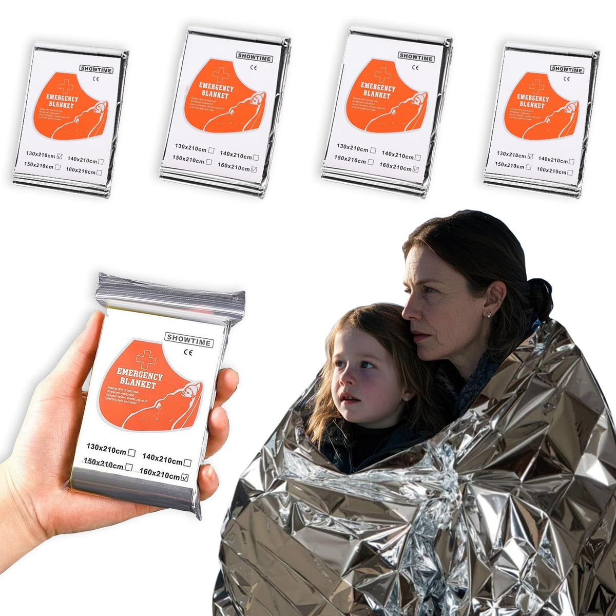 4-Pack Mylar Emergency Thermal Blankets - Waterproof - Image 1