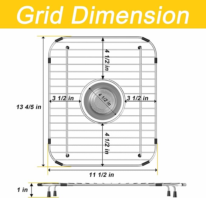 2 Pack Sink Grids,Sink Protectors for Kitchen Sink,Stainless Steel Sink Racks for Bottom of Sink,Metal Sink Grate with Strainers,Center Drain for Double Bowl with Corner Radius,11.5" x 13.8"