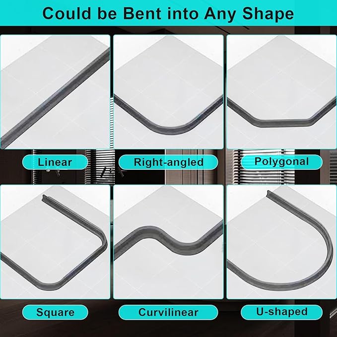 Hi-Na 3ft/5ft/6ft/8ft10ft Collapsible Shower Threshold Water Dam Water Barrier for Shower and Water Stopper Keeps Water Inside Water Threshold for Wet and Dry Separation (8ft, Grey)