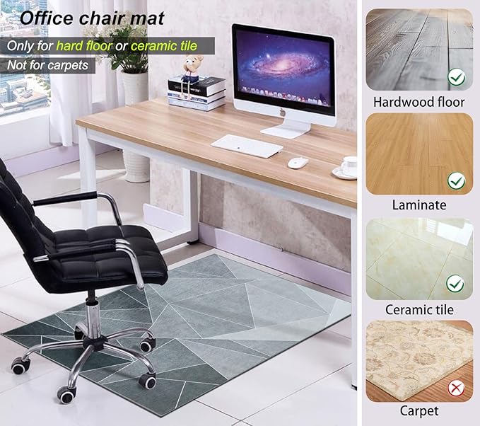Office Chair Mat for Hardwood Floor & Low-Pile Carpet, 55"x35" Office Mat Easy to Move,Floor Mat for Office Chair,Rolling Desk Mat - Anti-Slip Desk Chair Mat for Laminate/Tile Floor, Black