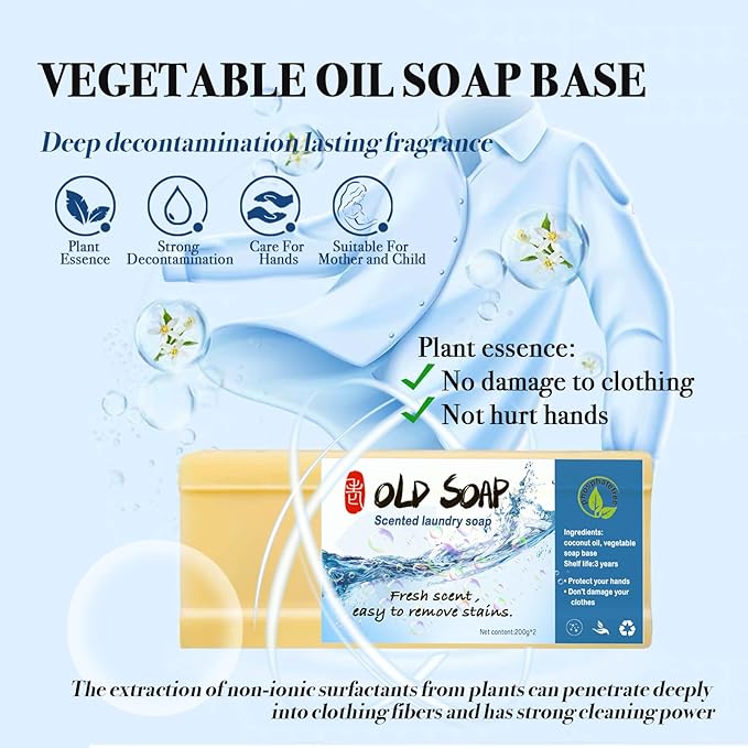 2PCS Canal Old Soap with Brush,Chinese Soap Bar Stain Remover,Powerful Cleaning Soap Bar,Long Lasting Fragrance Underwear Cleaning Soap Bar for Stains