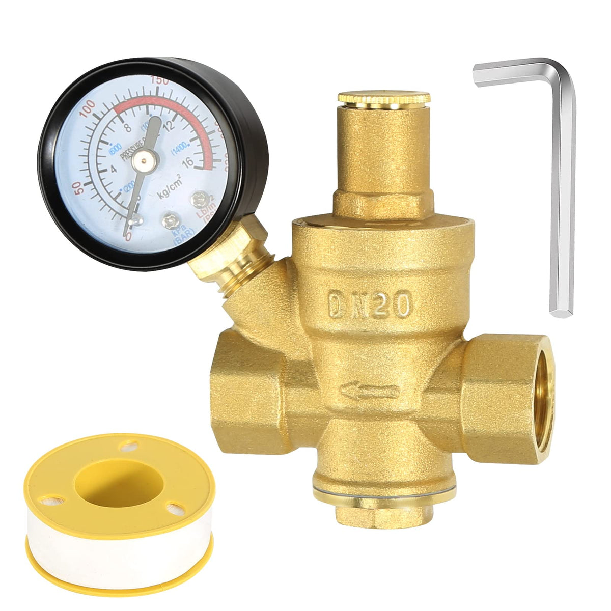 Water Pressure Regulator 3/4 inch with Gauge, Made of 100% High - Image 1