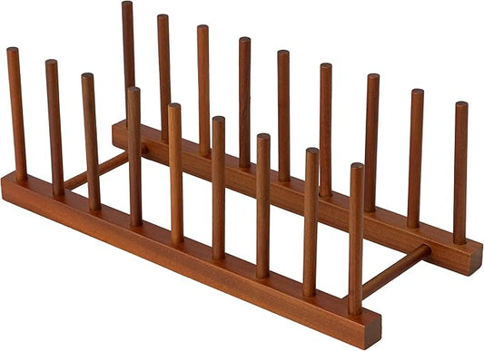 HBlife Teak Dish Plate Bowl Cup Book Pot Lid Cutting Board Drying Rack Stand Drainer Storage Holder Organizer Kitchen Cabinet（Keep Dry）