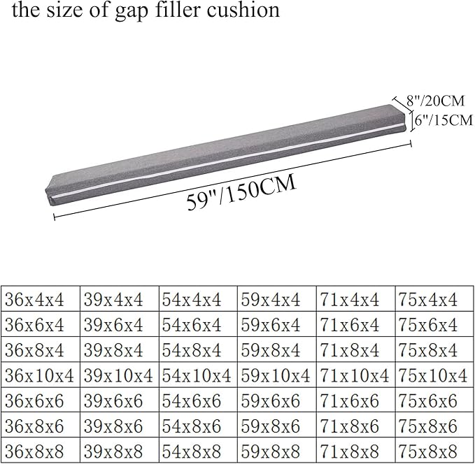 SAMTY Bed Filler for headboard Space Gap Filler Bolster Pillow Stopper for Sofa Crack Filler Between Headboard and Mattress Queen Size