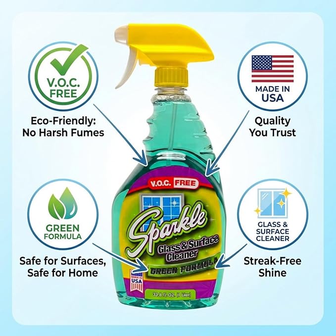 A J Funk & Co 30500 Sparkle Glass Cleaner, Green Formula, 1-Gallon Refill Bottle (Case of 4)