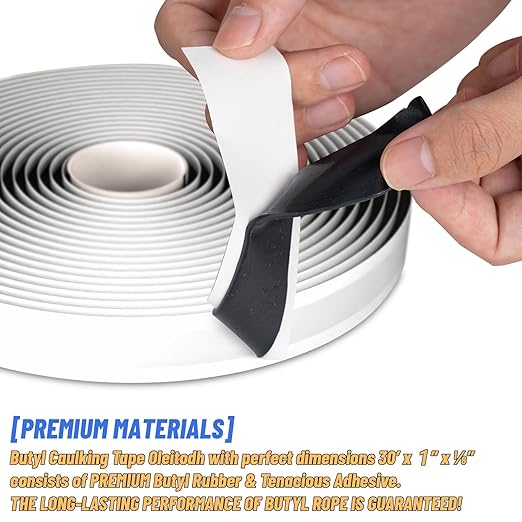 Black Butyl Seal Putty Tape 1 Inch x 30 Feet(4 Pack),Leak Proof Butal Tape for RV Repair, Window, Boat Sealing, Glass and EDPM Rubber Roof Patching