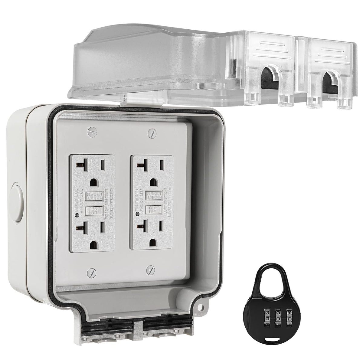 Dual 20 Amp GFCI Outdoor Electrical Outlet Box,Outdoor Outlet Box - Image 1