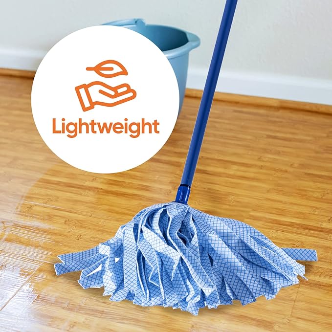 Superio String Mop Replacement, Cotton Mop Head Refill, Blue Heavy Duty for Hardwood Floor Cleaning