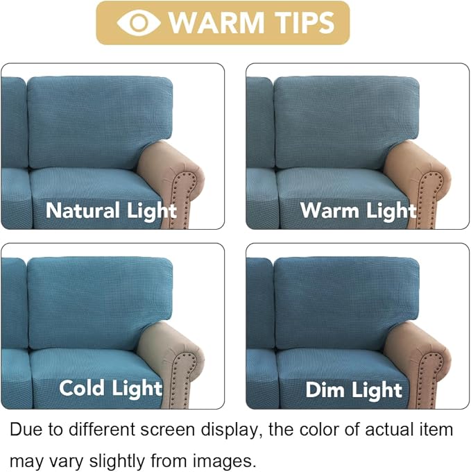 H.VERSAILTEX Multi-Pieces Sofa Covers Stretch Couch Covers Form Fitted Seats and Back Cushions Covers (2 Seat Covers Plus 2 Back Cusion Covers, Bonus 2 Armrest Covers), Dusty Blue