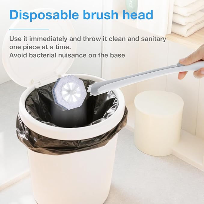 30 Pack Disposable Toilet Brush Refills, Replacement Heads for Disposable Toilet Cleaning System, Hygienic Toilet Bowl Cleaner Refills with Soft Bristles, Compatible with Most Toilet Brush Handles