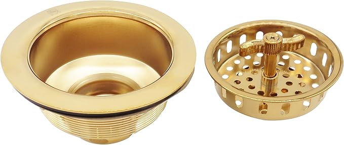 Westbrass D2155-01 Wing Nut Style Large Kitchen Basket Strainer with Waste Disposal Flange and Stopper, Polished Brass