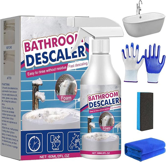 Bathroom Descaler Foam Cleaner, Bathroom Descaler Foam Cleaner Spray, All Purpose Rinse Cleaning Foams Spray, Stubborn Stains Cleaner for Bathtub, Toilet, Glass, Faucet (1PC)