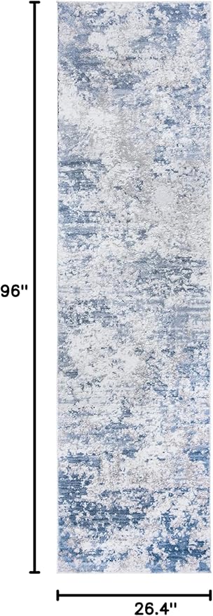 SAFAVIEH Amelia Collection Runner Rug - 2'2" x 8', Grey & Blue, Modern Abstract Design, Non-Shedding & Easy Care, Ideal for High Traffic Areas in Living Room, Bedroom (ALA705F)