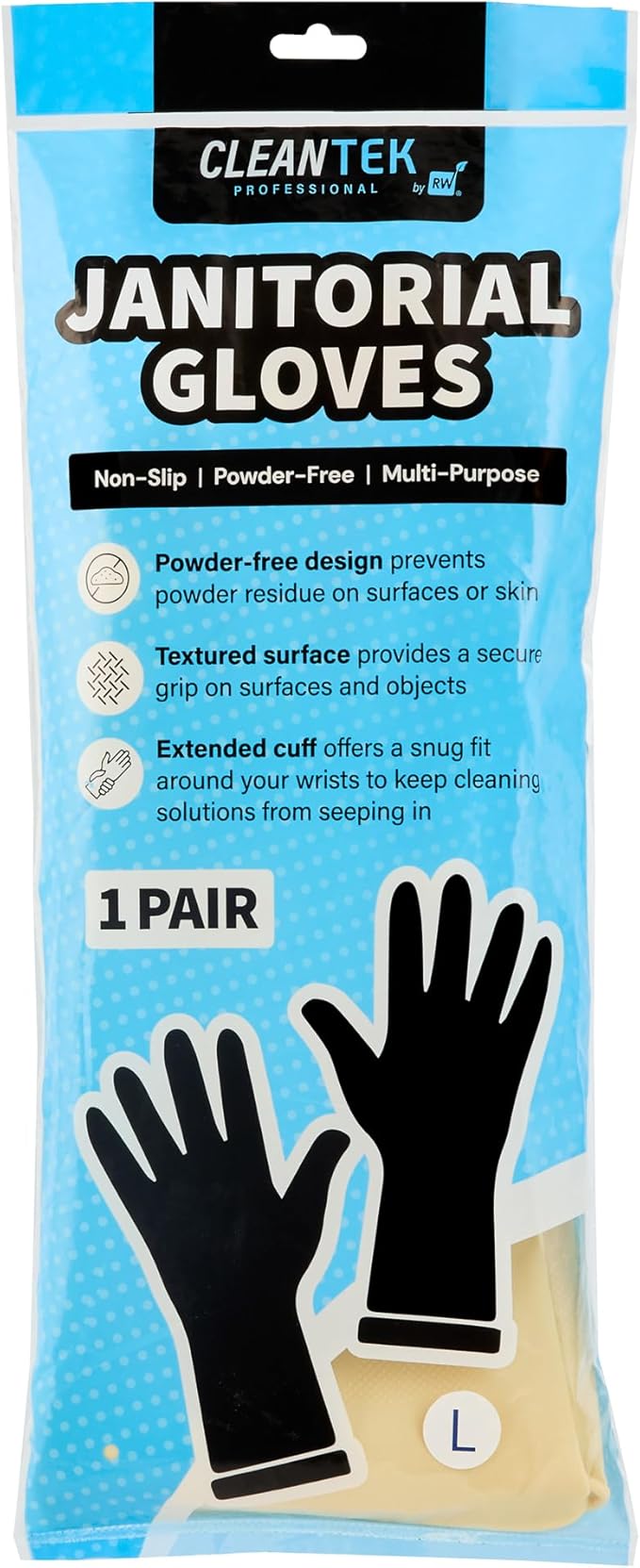 Restaurantware-Clean Tek Professional 22 Mil Large Cleaning Gloves, 10 Pairs Of Long Cuff Gloves - No-Slip Grip, No-Powder, Yellow Latex Gloves For Kitchen Cleaning, Ideal For Washing Dishes