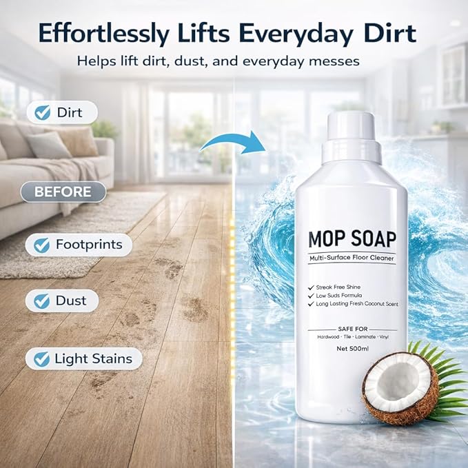 Mop Soap for Floor Cleaning, 2 Pack 16.9 Fl Oz Concentrated Mop Soap Brazilian Waves, Multi-Surface Floor Cleaner for Bathroom, Kitchen & Tile Floors