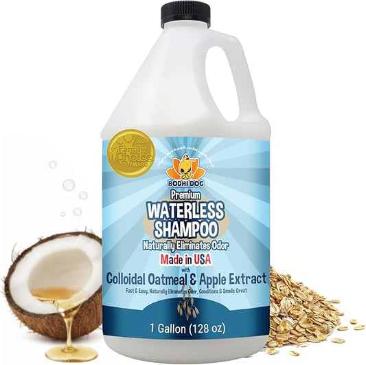 Bodhi Dog Waterless Shampoo - Natural Dry Shampoo for Dogs & Cats - Neutralizes Pet Odor - No Rinse Required - Made of Natural Extracts - Safe for Sensitive Skin - Oatmeal & Apple (1 Gallon)