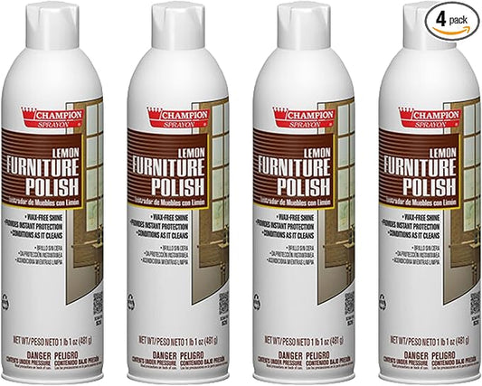 Champions Sprayon Aerosol Wood & Floor Care Furniture Polish net 17 oz. 4 count.