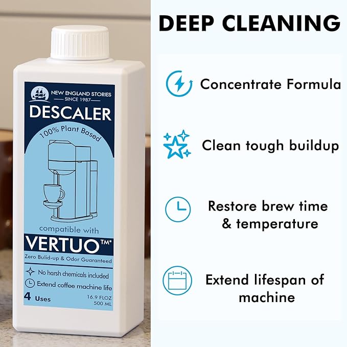 Nespresso Compatible Descaling Solution, 2 Years 8 Total Uses Descaling Kit. Effectively Remove Limescale & Mineral Build-Up. Restore Your Machine's Performance and Extend Lifespan for Perfect Coffee