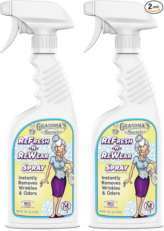 Grandma's Secret Refresh N ReWear Spray - Instantly Removes Wrinkles & Odors - Wrinkle Release, Fabric Refresher Spray, Chlorine, Bleach and Toxin-Free - 16 Ounce, 2 Pack