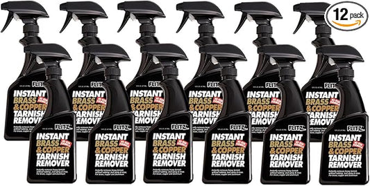 Flitz Instant Brass and Copper Tarnish Remover - 16oz Bottle of USA-Made Organic Rust Remover Spray (No-Rub) - Removes Stains & Oxidation from Glass & Aluminum - Brass Cleaners That Work (12 Pack)