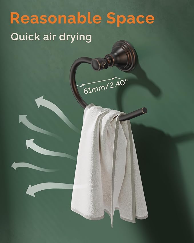 Towel Ring 2 Pack, Stainless Steel Hand Towel Holder for Bathroom Wall Mount, Heavy Duty Towel Hanger for Kitchen, Bath, RV (Oil Rubbed Bronze