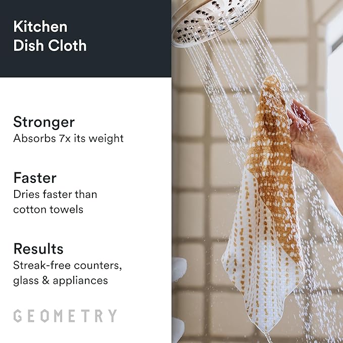 GEOMETRY Kitchen Dish Cloths - Quick Dry Dishcloths for Kitchen - Premium Dish Rags with Geoweave - 3-Pack Set Tiny Petals